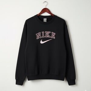 Gildan Crewneck Sweater in Black with Pink Details